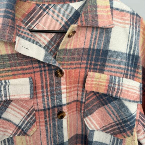 Unbranded Pink Plaid Button Down Shacket Shirt Jacket Size XL - Picture 3 of 6